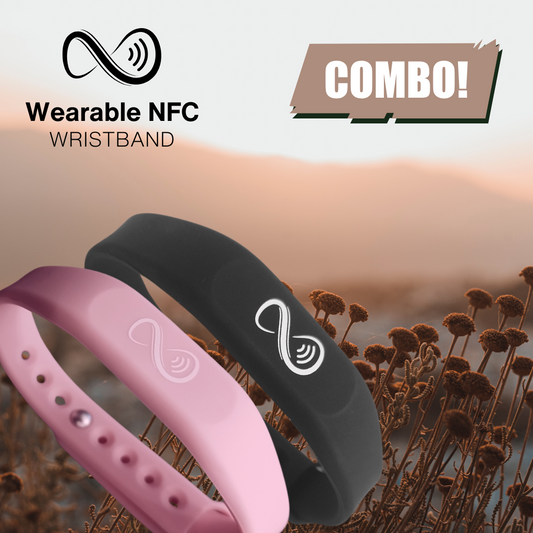 COMBO - 2x wearable NFC wristbands (1 BLK + 1 PNK)