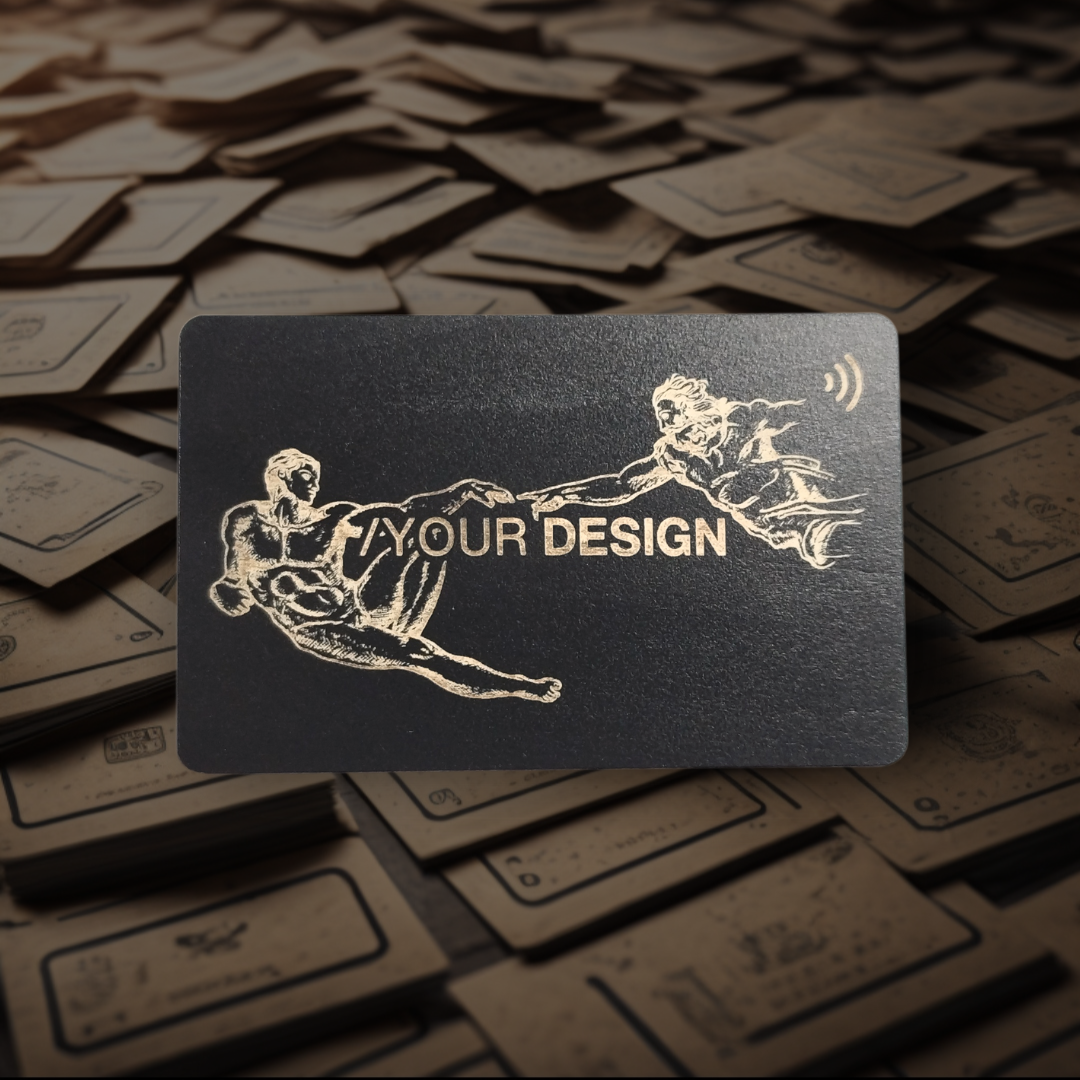 Black Wood NFC business card customized with logo design