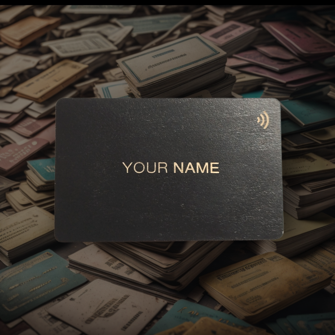Black Wood NFC business card customized with name