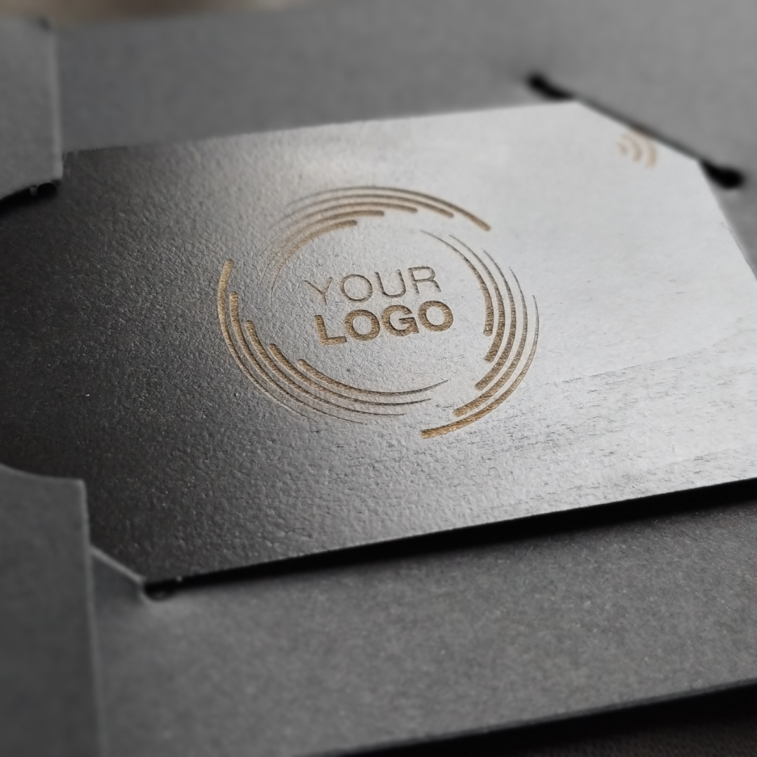 Black Wood NFC business card customized with logo