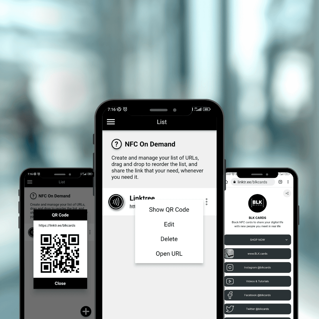 Show QR  code instead of NFC with the BLK CARDS mobile App